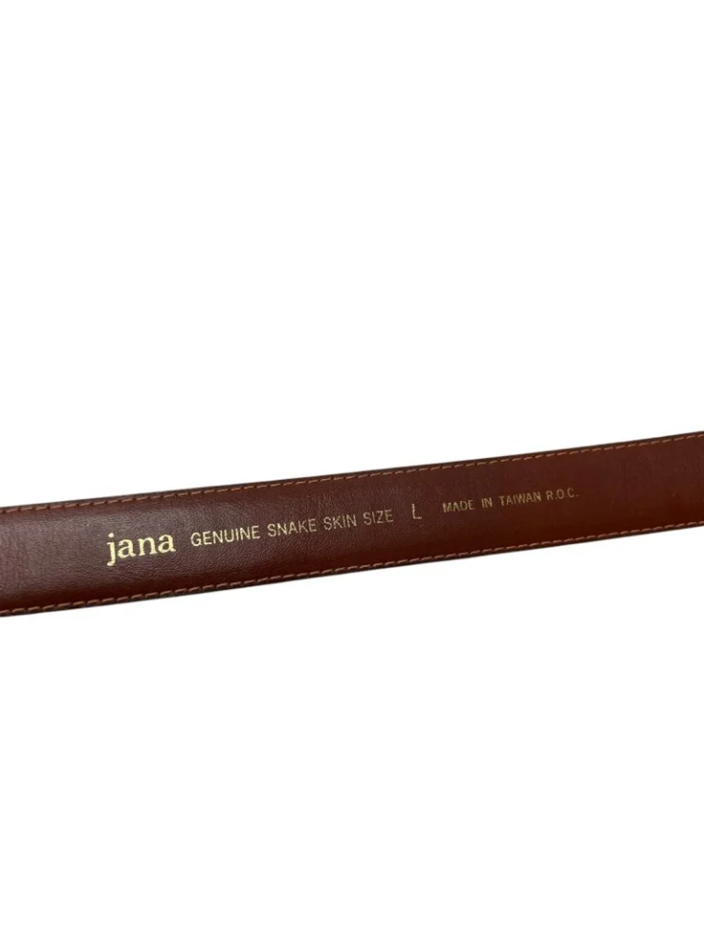 Jana Genuine Snakeskin Belt Womens L Brown Vintage Leather Brass Tone Buckle